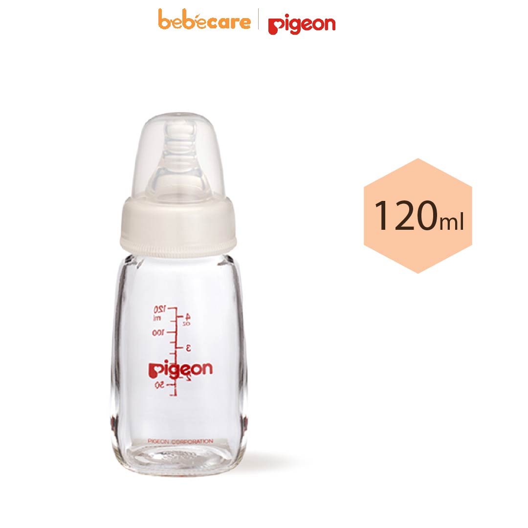 Pigeon (1080)-Bình Sữa Thủy Tinh Cổ Hẹp Pigeon 120ml (Từ 0 - 3 Tháng)